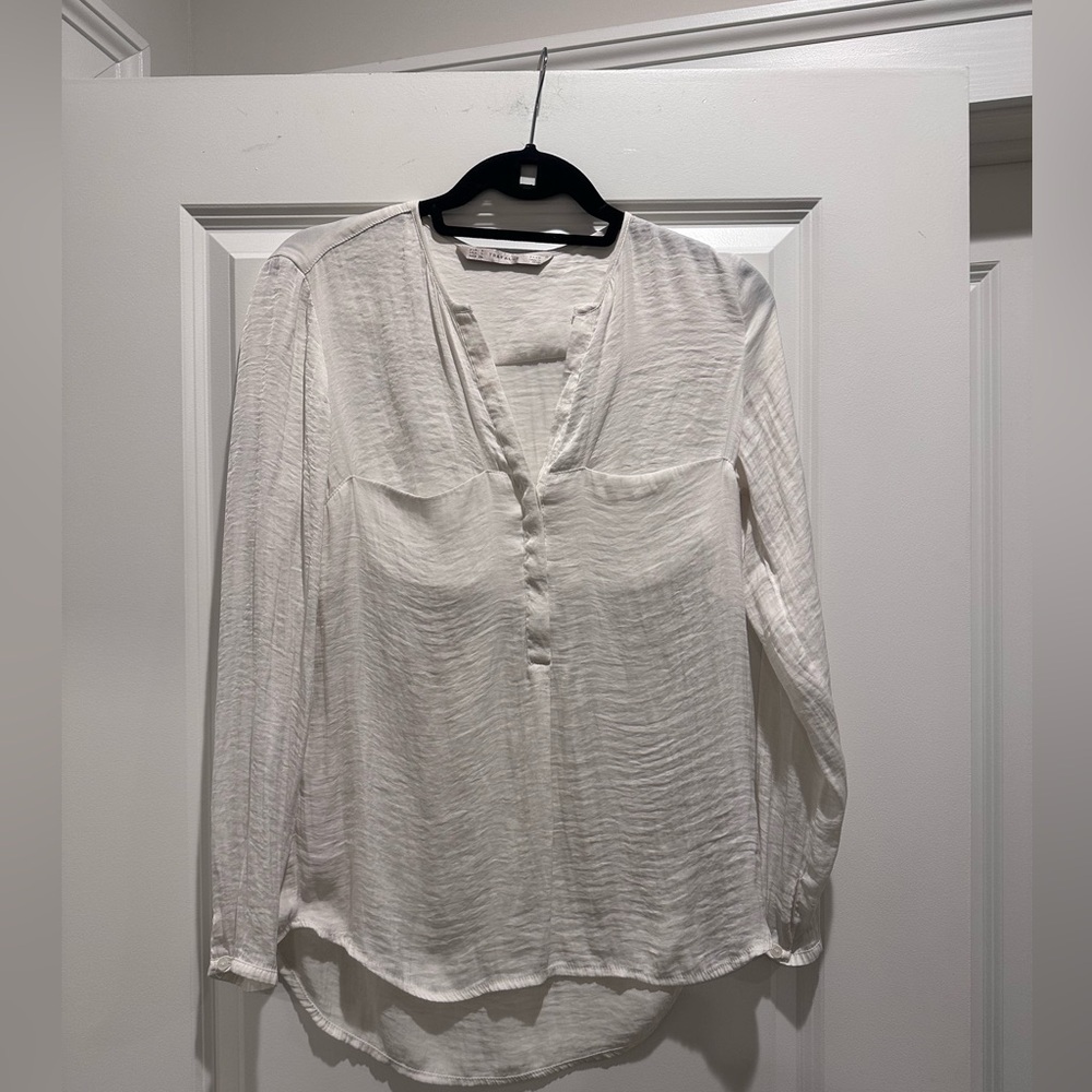 Zara White Blouse with Button Detail